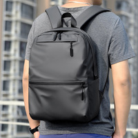 Grand sac à dos décontracté noir géométrique avec fermeture éclair, en nylon brillant imperméable, pour voyage, école, unisexe, étudiant, quotidien, minimaliste