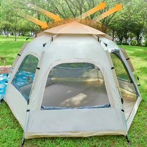 Camping extérieur étanche grande famille utilisée nuage cendré ouverture rapide OEM <span class=keywords><strong>tente</strong></span> hexagonale automatique - Product Image 2