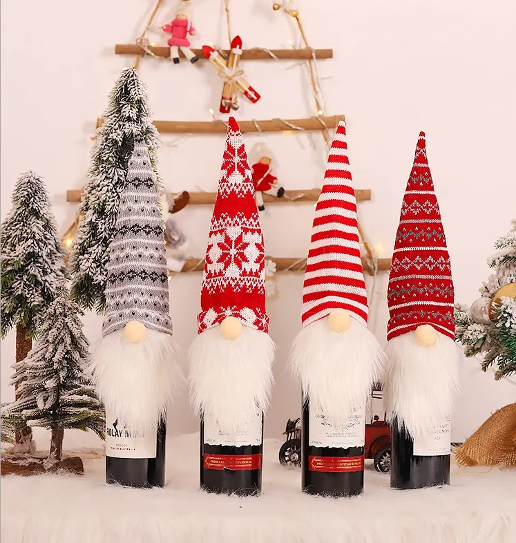 Sacchetti di bottiglia di Babbo Natale con coulisse stile decorazioni per la casa regalo regalo di vino di Natale