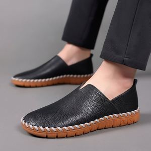 Mocasines de Cuero Genuino para Hombre con Logotipo Personalizado, Zapatos Casuales y Formales Sin Cordones para Hombre, Zapatos Planos para Boda y Fiesta - Product Image 1