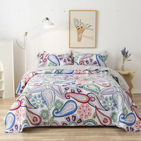 Ensemble de literie à imprimé végétal, motif double face, couvre-lit chaud vintage, ensemble de couvre-lit en coton 3 pièces pour lit de 2,2 m