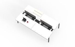 Poste de travail modulaire pour 2 personnes <span class=keywords><strong>avec</strong></span> <span class=keywords><strong>plateau</strong></span> <span class=keywords><strong>coulissant</strong></span> pour câbles et panneau de confidentialité arrière - Product Image 5