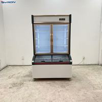 Réfrigérateur-congélateur vertical BYRON à double porte vitrée, compresseur mécanique, double température, pour magasin de proximité