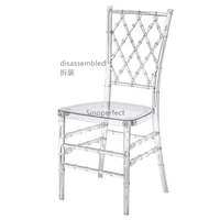 Chaises empilables à prix avantageux, en acrylique, vente en gros, transparentes, en plastique cristal, chaises Chavari pour événements, mariages