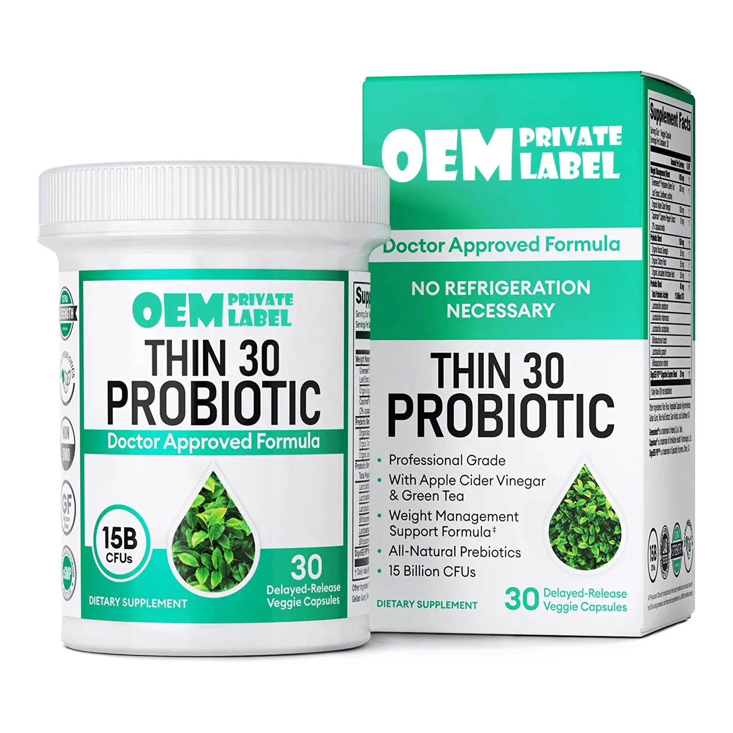 OEM, капсулы с пробиотиками, поддерживающие потерю веса и очищение от детоксикации, с ACV keto Thin 30, капсулы с пробиотиками зеленого чая
