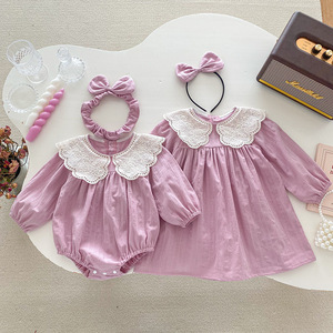 Nueva ropa de bebé niña <span class=keywords><strong>hermanas</strong></span> dulce vestido ropa de bebé mameluco de manga larga para niñas - Product Image 2