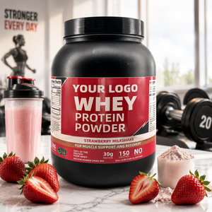 OEM ODM Erdbeer-Proteinpulver für Erwachsene, Naturprodukt, Private Label, Sportnahrungsergänzung, Fitness-Supplement, Rinderquelle, 30g Protein - Product Image 2