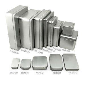 Rectangular tins plain hinged metal packing box matte black tin container white silver metal tins box