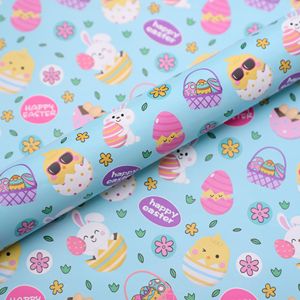 Papier d'emballage de Pâques DAMAI pour enfants et adultes, emballage cadeau de fête avec motif d'œuf, de lapin et de lettres joyeuses de Pâques, emballage de Pâques - Product Image 3