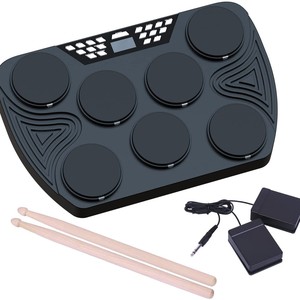 <span class=keywords><strong>Batterie</strong></span> électronique de table portable, conception enroulable <span class=keywords><strong>double</strong></span> couche, kit de <span class=keywords><strong>batterie</strong></span> électrique avec 7 pads de <span class=keywords><strong>batterie</strong></span> à sensibilité de 7 niveaux et éclairage - Product Image 1