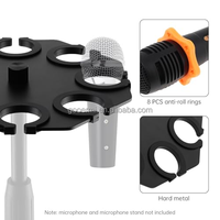 Support multi-microphones à 8 emplacements pour jusqu'à 8 micros, plateau métallique pour micros filaires et sans fil, organisateur de scène et de studio