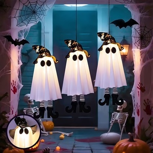 Lustre fantôme lumineux à LED pour Halloween, décoration d'ambiance effrayante, idéal pour les jardins, les fêtes et les décorations de maisons hantées - Product Image 1