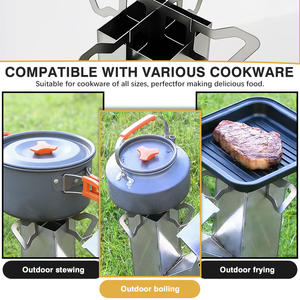 INBESTCAMP Réchaud de camping portable à bois, type hobo, pour cuisson au café et cuisson générale, avec support cohete - Product Image 3