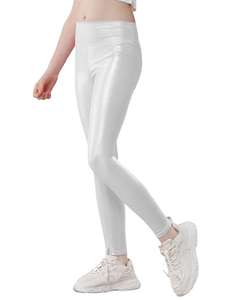 Pantalon de yoga uni froncé de haute qualité, taille haute, longueur intégrale, extensible dans les quatre sens, en Spandex/Polyester, protection solaire pour femme, vente en gros - Product Image 1