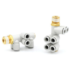 Connecteur pneumatique à double tête à trois groupes KQ2ZT04-06-08-10-12-01-02-03-04S pour la distribution d'air, raccords de tuyauterie - Product Image 4