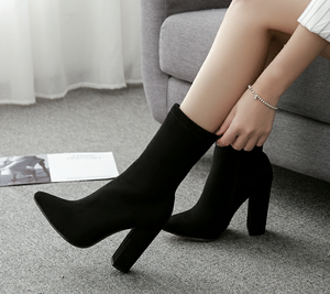 Hot Sale Large Size 35-42 Spot Nightclub Thick Heel High-heeled Boots Women's Boots Pointed <b>Shoes</b> 2023 - Product Image 3