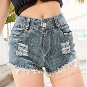 Fabricantes de ropa personalizada Verano Nuevo estilo Ropa de mujer Pantalones cortos rasgados Moda Pantalones sexy Tallas grandes Mujeres Jeans