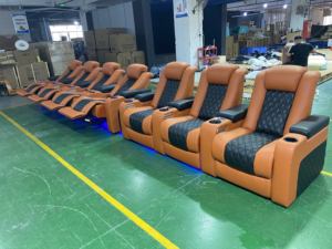 مصنع 3 + 4 كرسي كرسي كهربائي للسينما المنزلية مع مسند للذراعين تخزين أثاث المسرح مسند رأس كهربائي جلد أصلي - Product Image 5