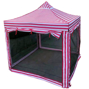 Gazebo 3x3 Impermeabile in Poliestere a Righe Rosse e Bianche con Pareti e <span class=keywords><strong>Zanzariera</strong></span> - Product Image 1