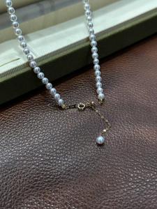 Collier <span class=keywords><strong>de</strong></span> perles d'eau douce <span class=keywords><strong>de</strong></span> haute qualité, rondes et parfaites, <span class=keywords><strong>de</strong></span> taille mini 4-5 mm, avec fermoir en <span class=keywords><strong>or</strong></span> 18 carats pour bijoux - Product Image 2