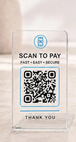 Support de paiement sans contact en acrylique personnalisé avec code QR à scanner, en forme de L, pour café