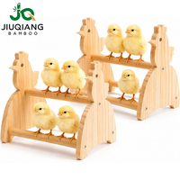 JQ Jouet de jeu d'extérieur pour poulets, perchoir en bambou et bois avec 3 barres de perchoir pour poussins et petits oiseaux