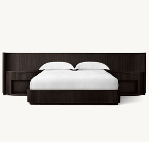 Muebles de dormitorio de estilo americano, camas tamaño King de madera de roble negro, cama de <span class=keywords><strong>refugio</strong></span> de madera extendida - Product Image 2