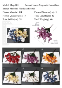 42cm Large Artificial <strong>Magnolia</strong> <strong>Grandiflora</strong> Flowers Silk Fabric Faux <strong>Magnolia</strong> for Home Living Room Decoration Floral Arrangement - Product Image 6