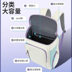 กระเป๋าเป้สะพายหลังแบดมินตันรุ่นใหม่ สีขาวและสีน้ำเงิน กันน้ำ พร้อมช่องซิป สำหรับการฝึกซ้อมและการใช้งานในชีวิตประจำวัน ฤดูร้อน 2024 - Product Image 4