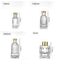 Bouteille vide plate en verre cristal transparent de 100 ml de style rétro avec bouchon en liège pour huiles essentielles aromatiques, emballage de parfum d'intérieur, marque Zhengshun