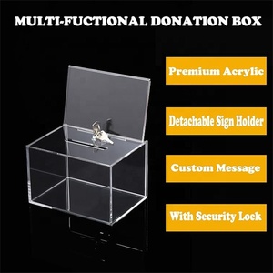Boîte à dons en acrylique verrouillable avec porte-panneau, boîte à bulletins de vote/suggestions pour collectes de fonds, votes et tombolas - Product Image 3