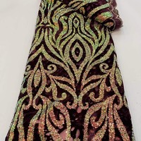 Tissu en velours résistant à l'abrasion, découpé au laser, à rayures, avec broderie perlée, pour robes de mariée et de soirée, vente en gros