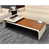 Table basse de salon moderne de luxe, surface composite en résine avec finition brillante et autocollant en granit artificiel