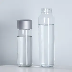 breitem mund zylinder glas trinkwasserflasche mit deckel