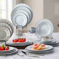 Assiettes rondes peu profondes en céramique classiques ST pour pâtes et steaks, vaisselle de table, ensemble personnalisé OEM/ODM pour hôtels, mariages, décoration et restauration