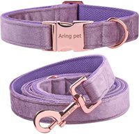 Collier et laisse pour chien en velours super doux avec boucle en métal or rose réglable, rembourré en nylon, rubans pour animaux, échantillon gratuit, OEM, mode de luxe
