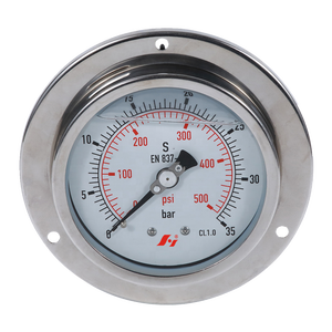 Manomètre à tube de sécurité en verre 4 "à bride en acier inoxydable, plage personnalisée de 100mm - Product Image 2