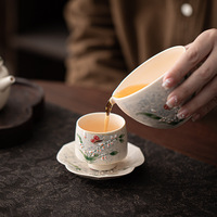 Tasse à thé en porcelaine peinte à la main purement Master Cup Gobelet exquis exclusif pour femmes Japandi Floral Party jetable