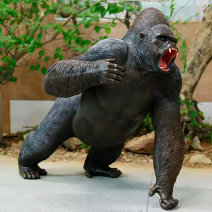 Hỗ Trợ Tùy Chỉnh Cuộc Sống Kích Thước Động Vật Sợi Thủy Tinh Gorilla Kích Thước Lớn Gorilla Bức Tượng Điêu Khắc Cho Công Viên Ngoài Trời Trang Trí Sân Vườn - Product Image 3