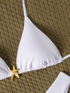 Conjunto de <span class=keywords><strong>Bikini</strong></span> Triangular Metálico de Color Blanco <span class=keywords><strong>S</strong></span>ólido, Sexy, Nuevo 2026 - Product Image 6