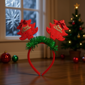 ที่คาดผมคอสเพลย์สำหรับสัตว์เลี้ยงในวันคริสต์มาส  ทำจากพลาสติกสีแดง รูปเขากวาง ประดับเกล็ดหิมะและโบว์ สำหรับแต่งกายในวันหยุดหรือเป็นเครื่องประดับ - Product Image 2