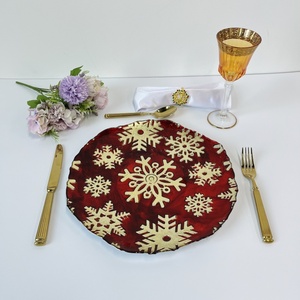 Quyến rũ thủy tinh màu đỏ giáng sinh Mat tấm bông tuyết thiết kế kỳ nghỉ bảng thiết lập bên trang trí thanh lịch Bộ đồ ăn di động - Product Image 1