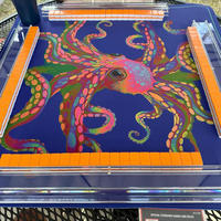 Tapis de jeu de mahjong Octopus Ocean de 31,5 pouces avec base en caoutchouc antidérapante et surface insonorisante