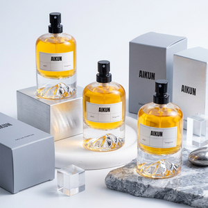 Aikun Small MOQ Fast Reply Custom Scent Sticker Logo OEM 100ml Round Glass Perfume Kraft Gift <b>Box</b> Set for Ecommerce Sellers - Product Image 2