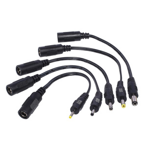 Câble d'alimentation adaptateur de charge DC mâle vers femelle Tideseer <span class=keywords><strong>5</strong></span>.5x2.1, 2.<span class=keywords><strong>5</strong></span>/3.0/3.<span class=keywords><strong>5</strong></span>/4.0/<span class=keywords><strong>5</strong></span>.5mm, 15cm, 2x24AWG, 1.5A, PVC noir, conversion DC - Product Image 1
