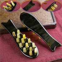 Peigne de massage du cuir chevelu en corne de buffle à 14 picots, de haute qualité, personnalisé, pour le soin du cuir chevelu, à dents larges, vente en gros