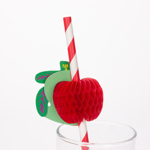 Apple Decorative <b>Paper</b> Straws Colorful Disposable Party Beverage Straws Straight Pipe Random Color <b>Biodegradable</b> - Product Image 3
