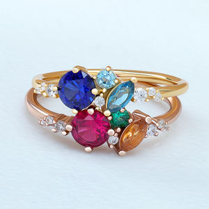 Pernikahan cerah multiwarna permata buatan Ruby lebih batu buah dari pertengahan musim panas bentuk oranye Garnet cincin janji - Product Image 3