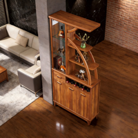 Meuble à vin en panneaux de fibres à densité moyenne, cloison incurvée, nouveau style chinois de luxe léger, porte-vin, rangement pour vin et objets décoratifs
