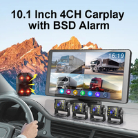 Écran tactile 1080P 10.1 pouces Carplay et Android Auto pour camion avec kit DVR BSD 4CH, lecteur multimédia